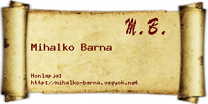 Mihalko Barna névjegykártya