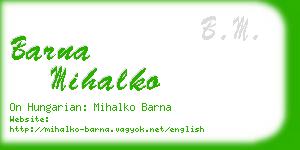 barna mihalko business card